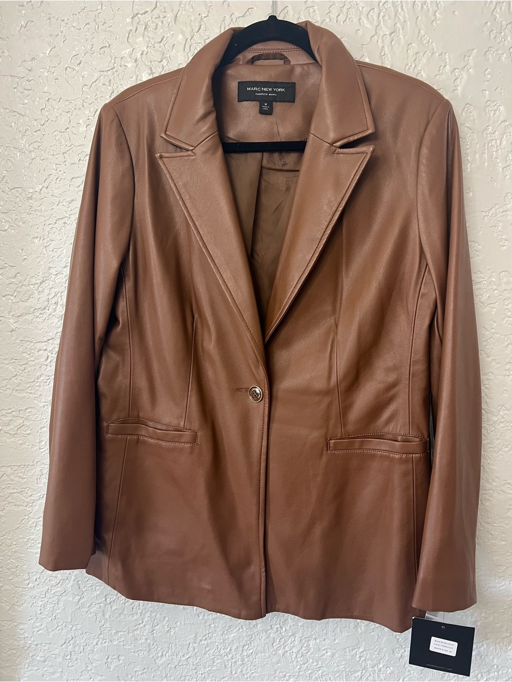 Marc New York Tan Brown Leather Blazer Jacket